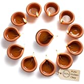 SATVIK Set of 12 Handmade Terracotta Clay Diyas &ndash; Traditional Earthen Oil Lamps for Festive Home Decor &ndash; Natural &amp; Eco-Friendly