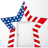 4th of July Porch Banner Decoration American Flag Patriotic Door Decor for Independence Day, Memorial Veterans Day, Red White Blue Star Hanging Backdrop for Indoor Outdoor Photo Booth Props Supplies