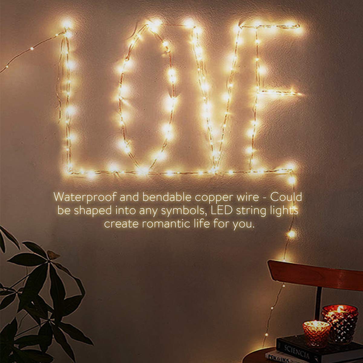 LightsEtc 8 Modes 2 Pack 33 Feet 100 Led Fairy String Lights with Battery Remote Timer Control Operated Waterproof Copper Wire Twinkle Lights for Room Wedding Garden Party Wall Tree Decoration