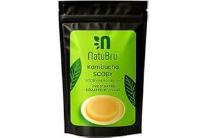 Kombucha Scoby with Starter Fluid, Ingredients Organic, Kombucha Scoby Live Culture by Natubrü - Made In Canada - 1 Pack