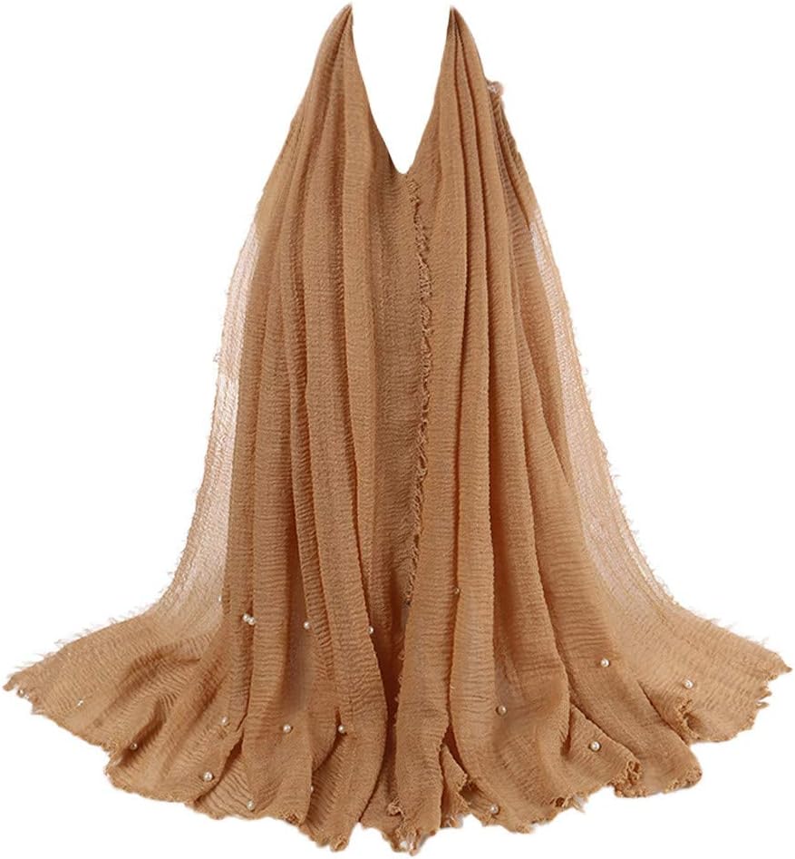 Women Pearl Scarf,Yaseking Islam Muslim Hijabs Crinkle Cloud Hijab Scarf Shawl Soft Shawl