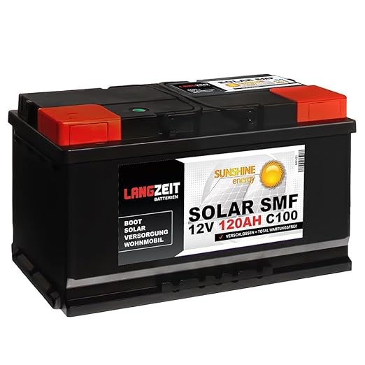 Solarbatterie 120Ah 12V Versorgungsbatterie Wohnmobil Batterie Boot Solar SMF total wartungsfrei 100Ah