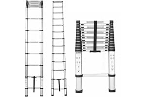 findmall 10.5FT / 3.2M Aluminum Telescopic Ladder Folding Step Inward Sliding Retraction Extension Multi-Use Non-Slip Collaps