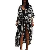 Chunoy Women Loose Long Flowy Open Front Kimono Cardigan Beach Wear Cover Up