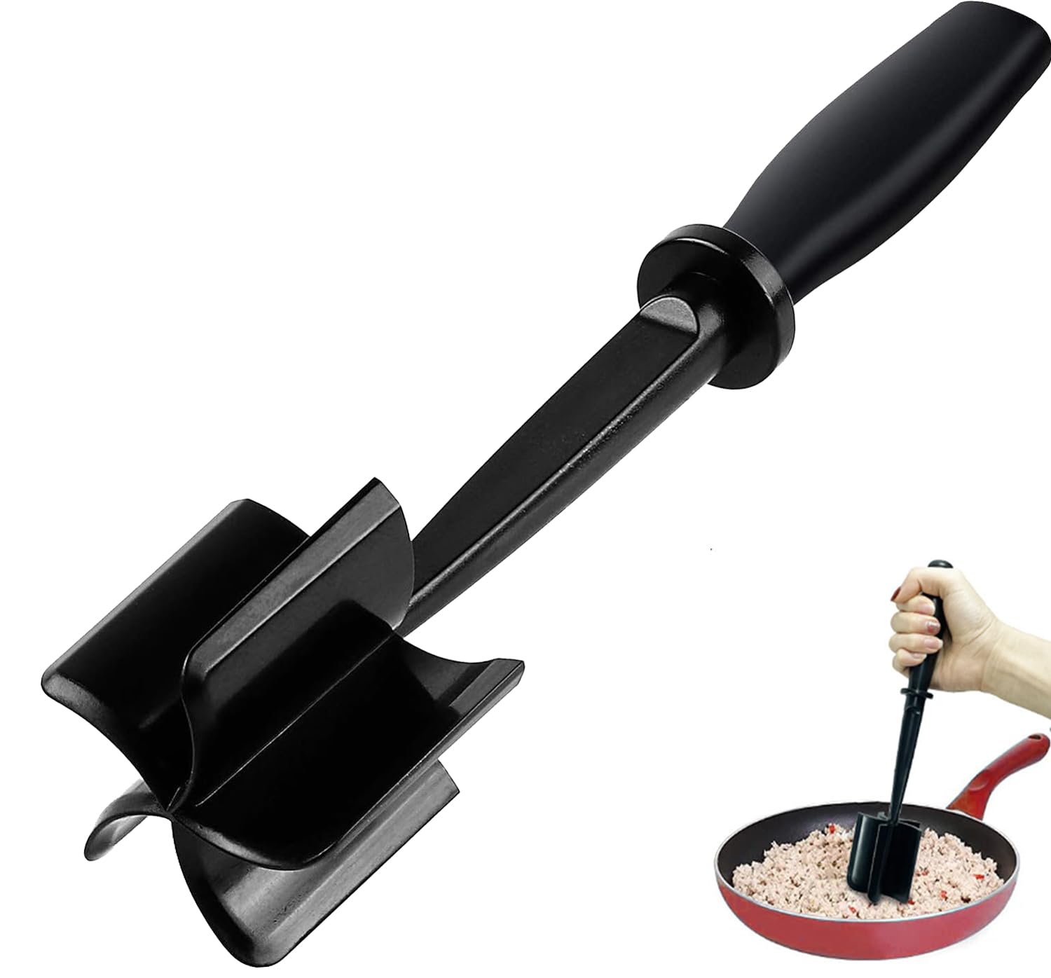 XINTONG Meat Chopper and Masher - Handheld Heat Resistant Separator Tool, Multifunctional Mince Chopper, Non-Stick Beef Masher for Home Kitchen (001)