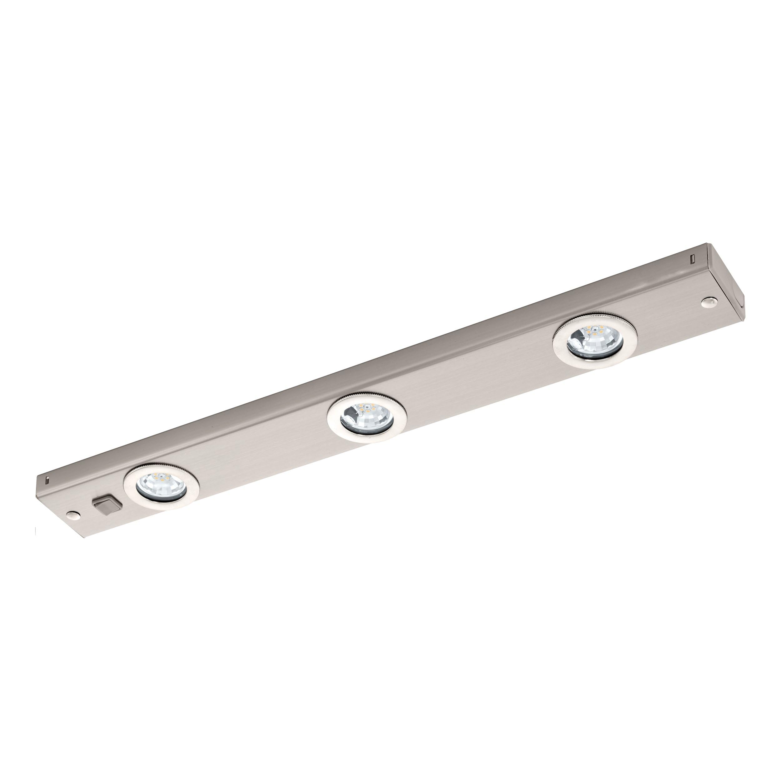 Eglo LED Under-Cabinet Light KOB LED, 3 lamp Kitchen Light Made of Metal in Nickel matt, Rocker Switch, Warm White