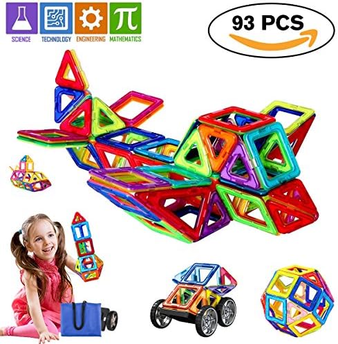 Magnetic Blocks, Magnetic Tiles for Kids, Magnetic Building Blocks Set Educational Toys for Boys and Girls (93 Piece)
