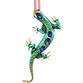 GROWTHMAGIC Green Lizard Christmas Ornaments - Metal Lizard Hanging Ornaments Green Weihnachtsgurke Christmas Decoration Gifts for Men Boys