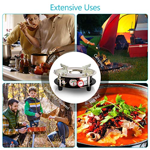 Portable Cooking Gas Stove Burner 10,000 BTU Dual Fuel Propane or Butane Patio Stove Outdoor Indoor Gas Cooker for Hiking, Camping, Backpacking and Emergency Preparedness