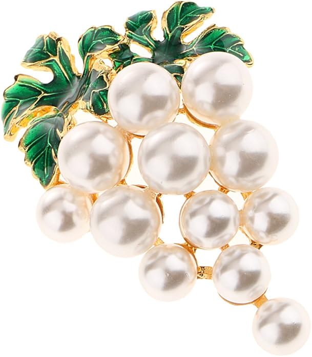 chiwanji Zarte Trauben Weiße Künstliche Perle Frucht Brosche Pin Für