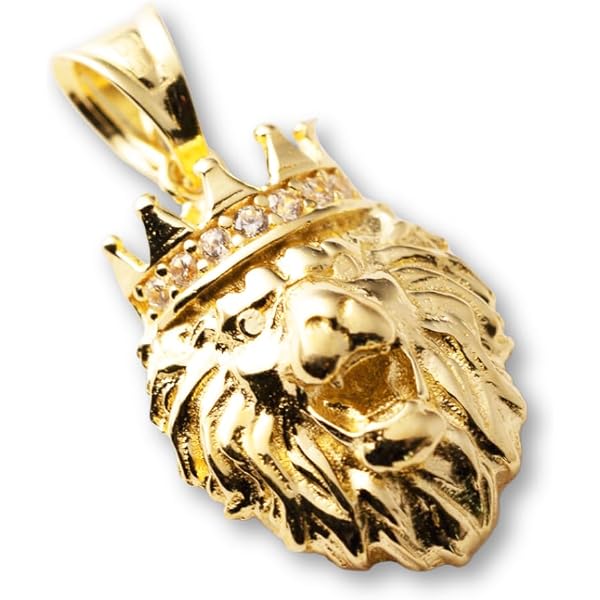Bold 10k Rose Gold Lion Head Pendant - Small Sparkle-Cut Statement Charm For Necklace - View #9