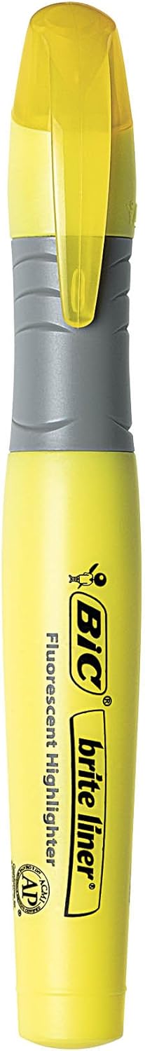 BIC Brite Liner Highlighter, Tank Style, Chisel Tip, Box of 12 Assorted Fluorescent Highlighters : Office Products