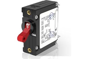 LENKRAD A Series Red Toggle AC/DC Single Pole 10A Boat Magnetic Circuit Breaker - 10 Amp Protects Low Power Devices for Yachts, Motorhomes, Campers and Caravans