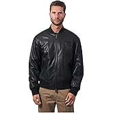 Armani Exchange mens Faux Leather Zip Up Bomber Jacket