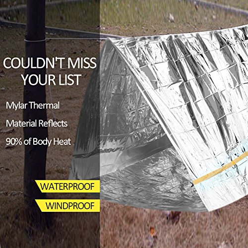 image for PAMASE Emergency Survival Tube Shelter Tent for 2 Adults + 2 PCS Mylar