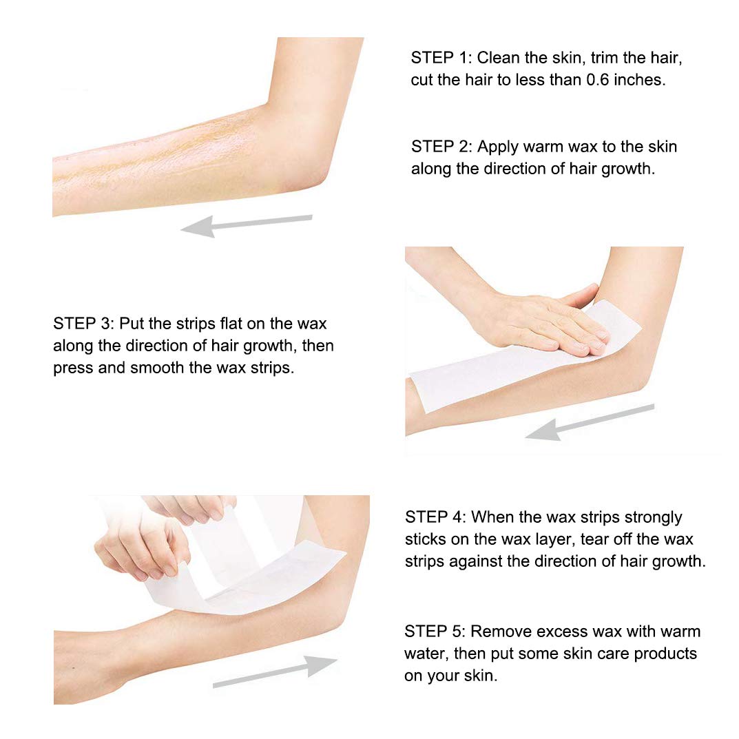 200 Pieces Non-Woven Hair Removal Wax Strips, Facial and Full Body Size (100 Large, 100 Small) & 100 Pieces Wooden Wax Applicator Sticks (50 Large, 50 Small)