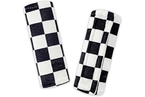 DILIMI Baby Car Seat Belt Covers, 2Pcs Carseat Shoulder Strap Pads, Soft Minky Car Seat Neck Covers, Newborn Car Seat Strap Protectors, Stroller Strap Covers for Baby Kids, Black Checkered