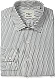 Ben Sherman Men's Skinny Fit Floral Dobby Spread Collar Dress Shirt, Black/White, 16.5