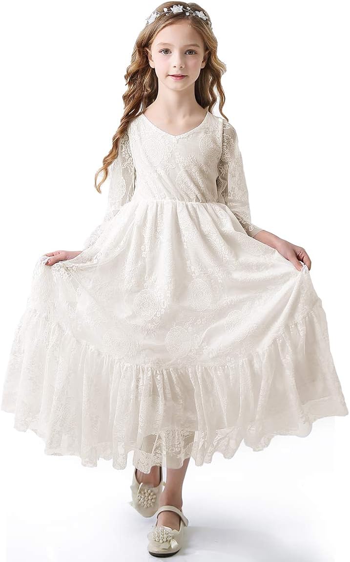 sleeveless lace flower girl dresses
