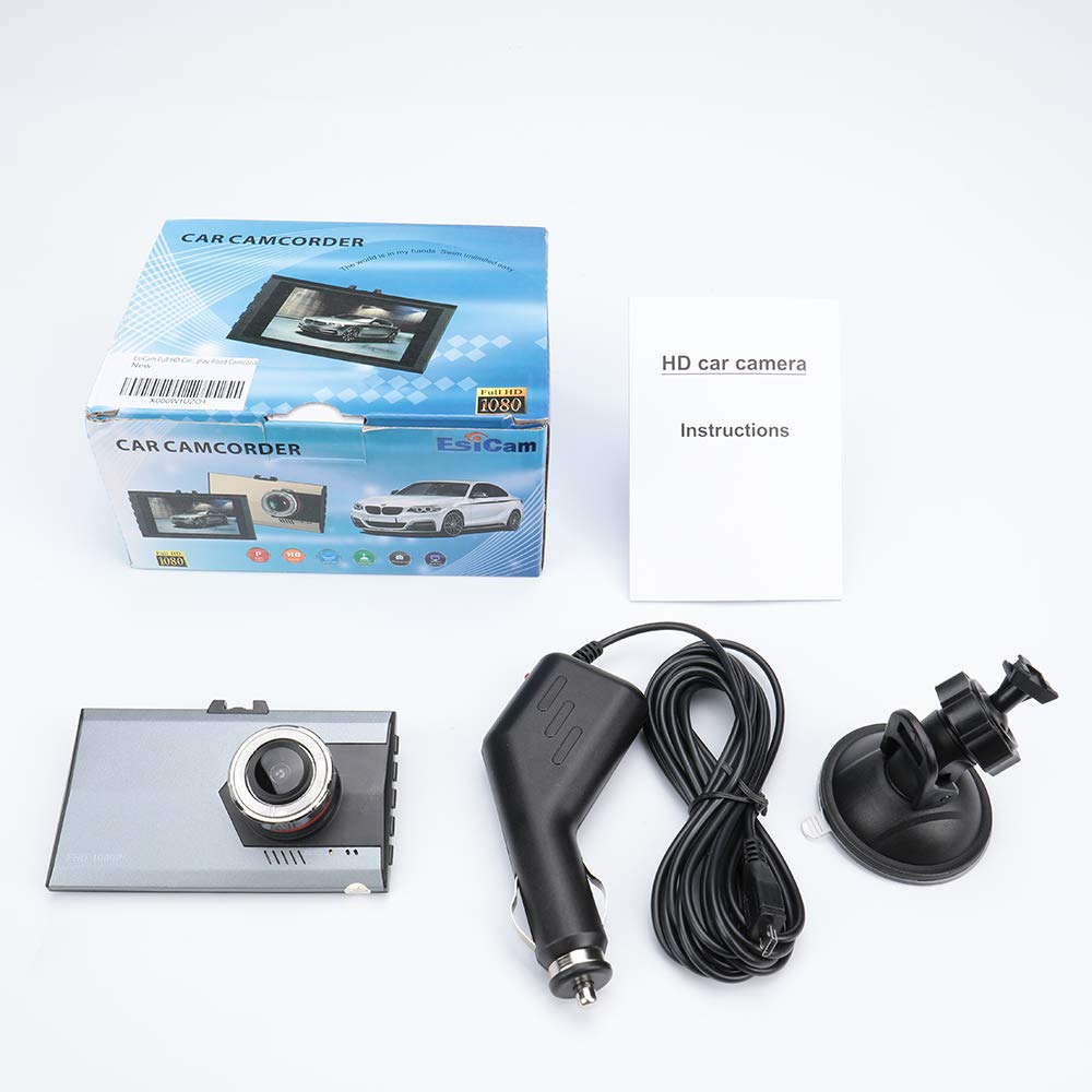 EsiCam Full HD Car Dash Camera DVR Video CAM Recorder LED Night Vision LDW Function,Parking Monitor Vehicle Backup Dashboard Camera 3.0\