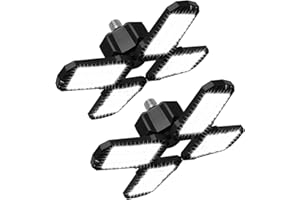AUDLES 2 Pack LED Garage Light, 150W 15000LM 6500K LED Shop Lights, Garage Lights Ceiling Led with 4 Deformable Panels, Screw in E26/E27 Bulb Socket for Warehouse, Basement, Attic, Barn, High Bay Lighting