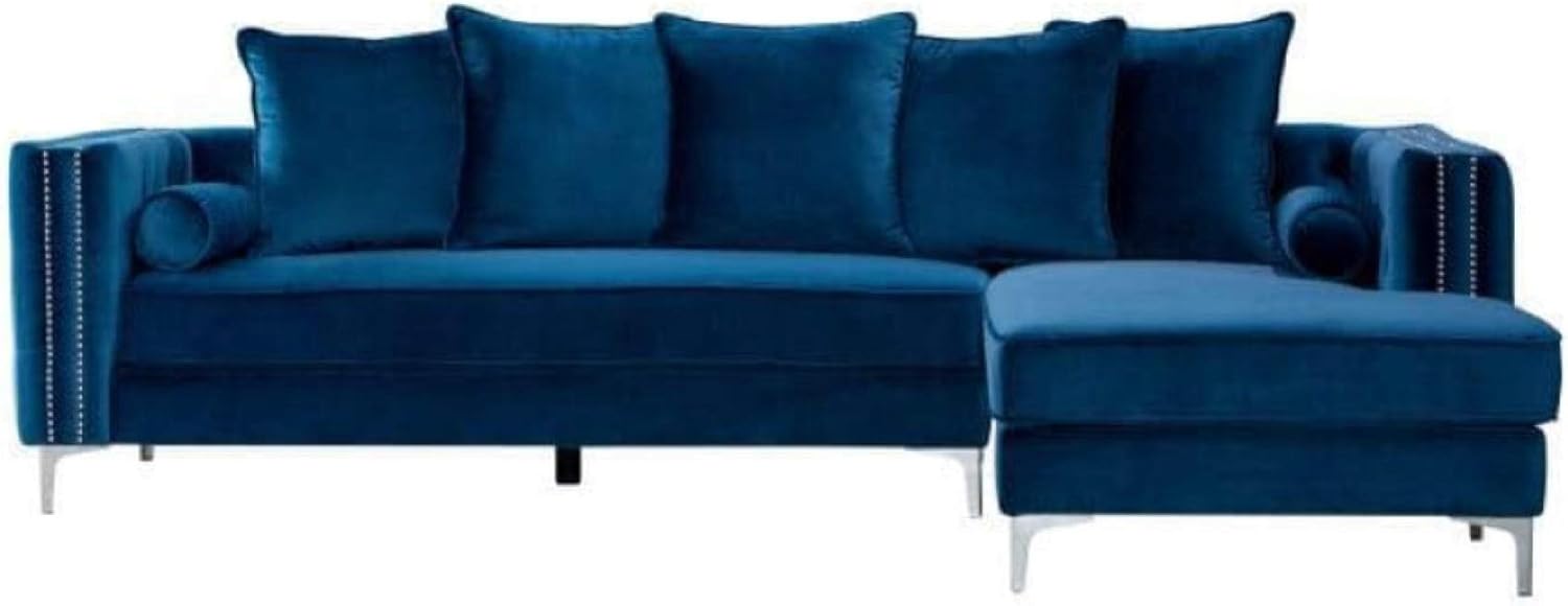 worldwide furniture Designer Button Sided Plush Velvet Corner Sofa