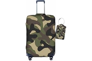 Vridoyt Green Camouflage Covers and Luggage Tags, Travel Camo Luggage, Washable Fashionable Anti-Scratch Protector, Army Military Birthday Gifts (L 26-28 Inch)