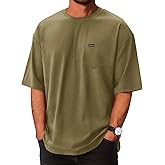 Opomelo Men's Oversized T-Shirts Fashion Casual Short Sleeve Tshirt Workout Oversize Pullover Solid Pocket Tee