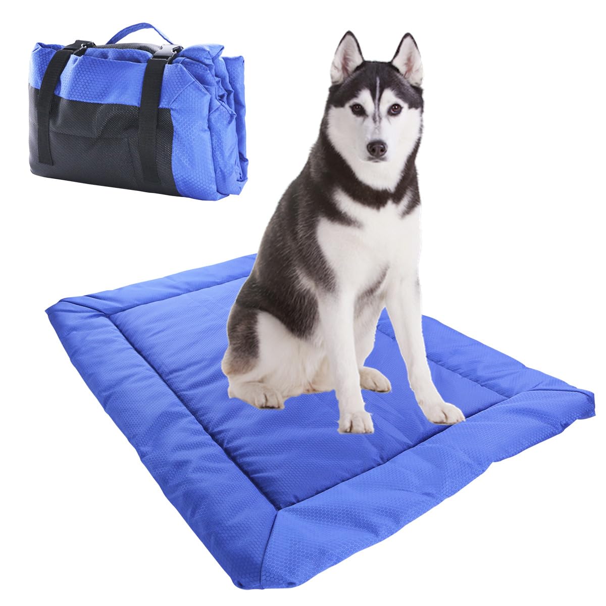 Hisprout Portable Cat and Dog Bed, Waterproof and Foldable Pet Mat for Travel Camping Hiking, 36 X 25 Inch Suitable for Different Sizes of Dogs (Dark Blue)