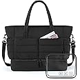 BAGSMART Large Travel Duffel Bag with Shoe Compartment, Puffer Carry-On Gym Weekender Bag for Women, Black