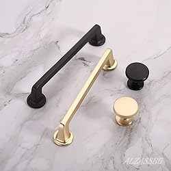 Alzassbg 15 Pack Matt Black Cabinet Knobs, 1.1