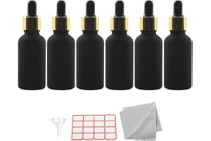 Wwolife 6 PCS 1oz (30ml) Black Frosted Glass Dropper Bottles Perfume Aromatherapy Cosmetic Container Essential Oils Sample Em