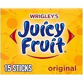 Wrigley's, Juicy Fruit Gum, 15-ct | Juicy Fruit chewing gum, 15 count pack, bubble gum candy, individually wrapped for on-the-go office school car purse desk