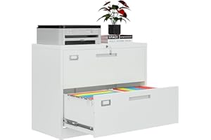 AFAIF 2 Drawer File Cabinets for Home Office, Metal Filing Cabinet with Lock, White Locking File Caninet Two Drawer, Office S
