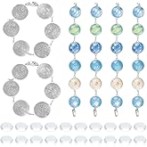 DICOSMETIC 6 Sets Cabochon Bracelet Chain Blank Alloy Bracelet Cabochon Setting Tray with Glass Cabochon Platinum 8.27" Bezel Bracelet Blank Bangle for Jewelry Making, Tray: 20mm