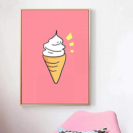 Amazon アートポスター30x50cmフレームなし北欧スタイルのサングラスアイスクリームピンクブルー背景壁紙ポスタープリントアート画像家の寝室の装飾 ウォールステッカー オンライン通販