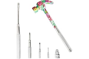 LASUND Floral Hammer & Screwdriver 6 in 1 Small Hammer Screwdriver Tool, Multitool Hammer, Hand Tools Hammer Set with Screwdriver Hammers, Mini Hammers, Best Gift Hammer for Sweetheart (pink)