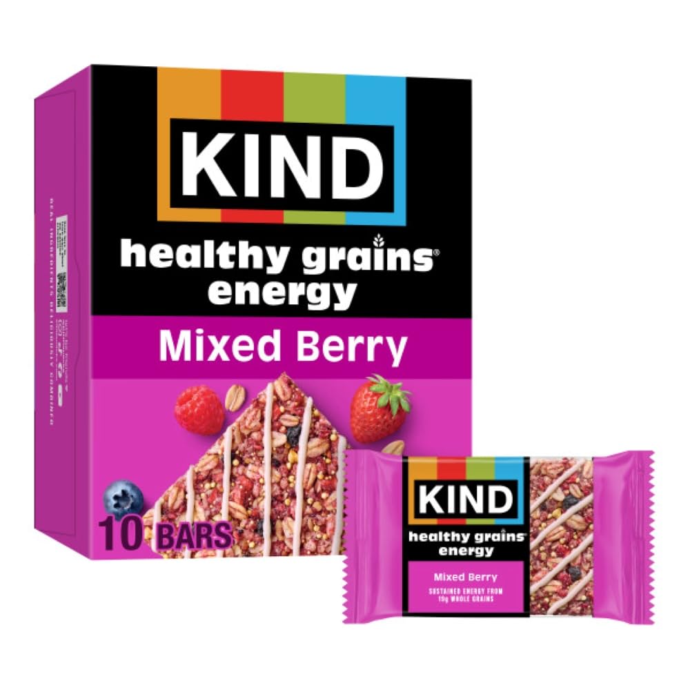 Photo 1 of *BB--NOV/28/2025* KIND Healthy Grains Energy Bars, Mixed Berry, 19g Whole Grains, Made with Super Grains, Gluten Free Snacks, 10 Ct Value Pack, 14.1oz