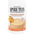 NaturesPlus SPIRU-TEIN Shake - Peaches & Cream Flavor - 1.1 lbs, Spirulina Protein Powder - Plant Based Meal Replacement, Vitamins & Minerals For Energy - Vegetarian, Gluten-Free - 15 Servings