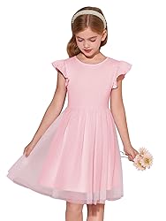 Haloumoning Girls Tutu Dress Ruffle Short Sleeve