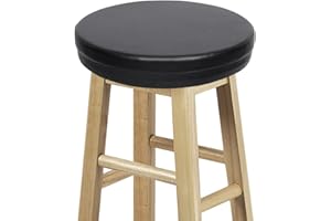Shinnwa Bar Stool Cushion Round Foam Padded Seat Cushions Waterproof Leather Bar Stool Covers with Elastic and Non Slip Bottom 12 Inch Black