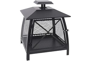 Blue Sky Outdoor Living WBF20 20” Square Wood Burning Outdoor Fireplace with 360-Degree View