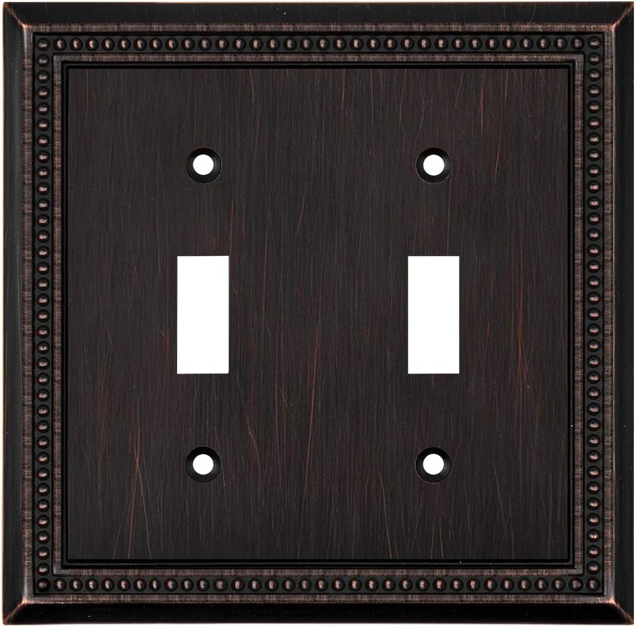 Sunken Pearls Decorative Wall Plate Switch Plate Outlet Cover (Double Toggle, Aged Bronze)