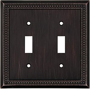 Sunken Pearls Decorative Wall Plate Switch Plate Outlet Cover (Double Toggle, Aged Bronze)