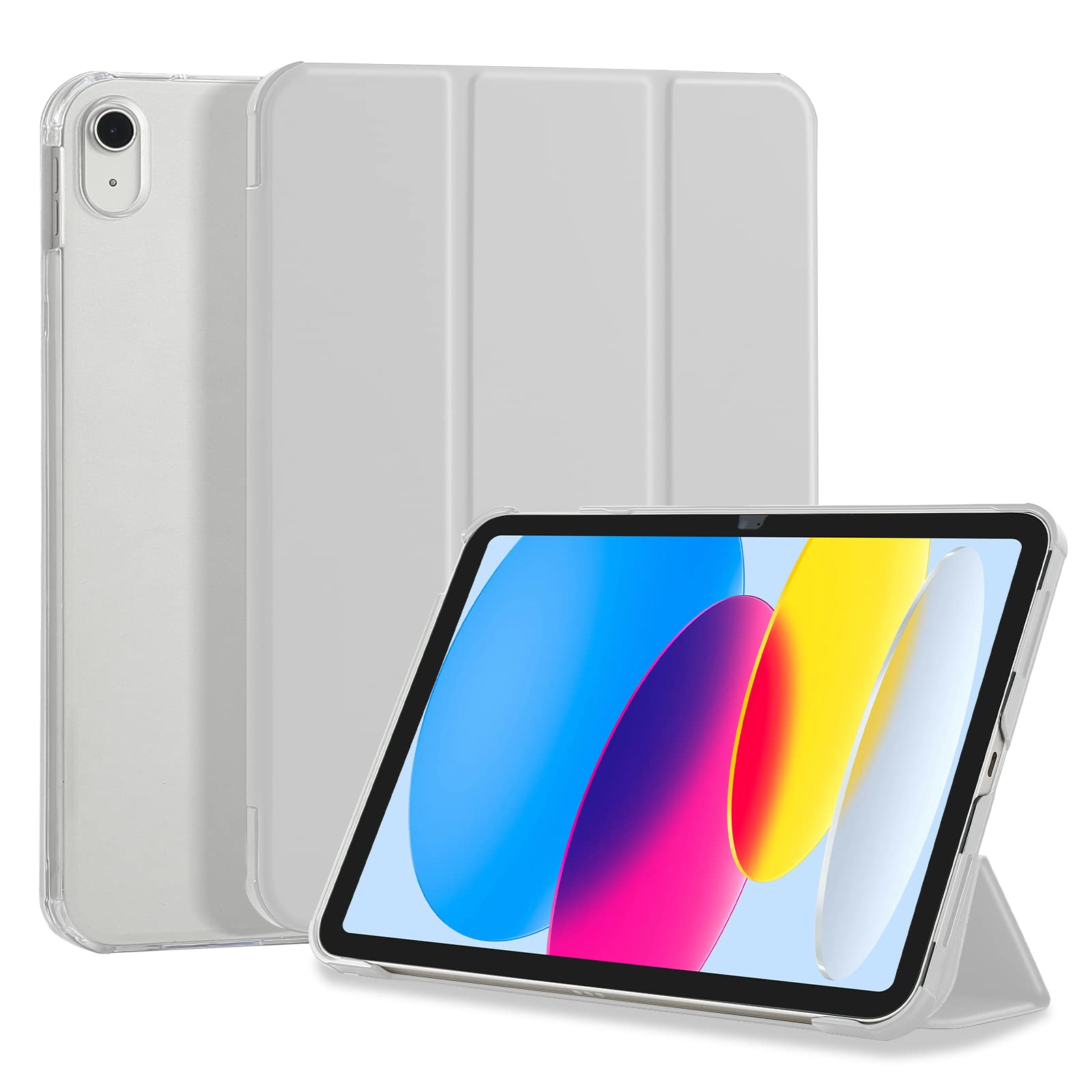 4UBonLife Case for iPad (A16) 11th Generation 11 Inch 2025, for iPad 10th Generation Case 10.9 inch 2022, Slim Stand Hard Cover with Translucent Frosted Back Shell, Light Grey — image 1