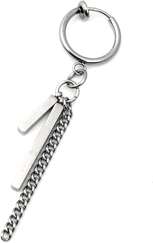 Amazon ピアス メンズ レディース 韓国 金属アレルギー対応 ブランド Sbg By 7jewelry サージカル ステンレス ダブル スティック ドロップ チェーン フェイク フープ ピアス 片耳 C ピアス 通販