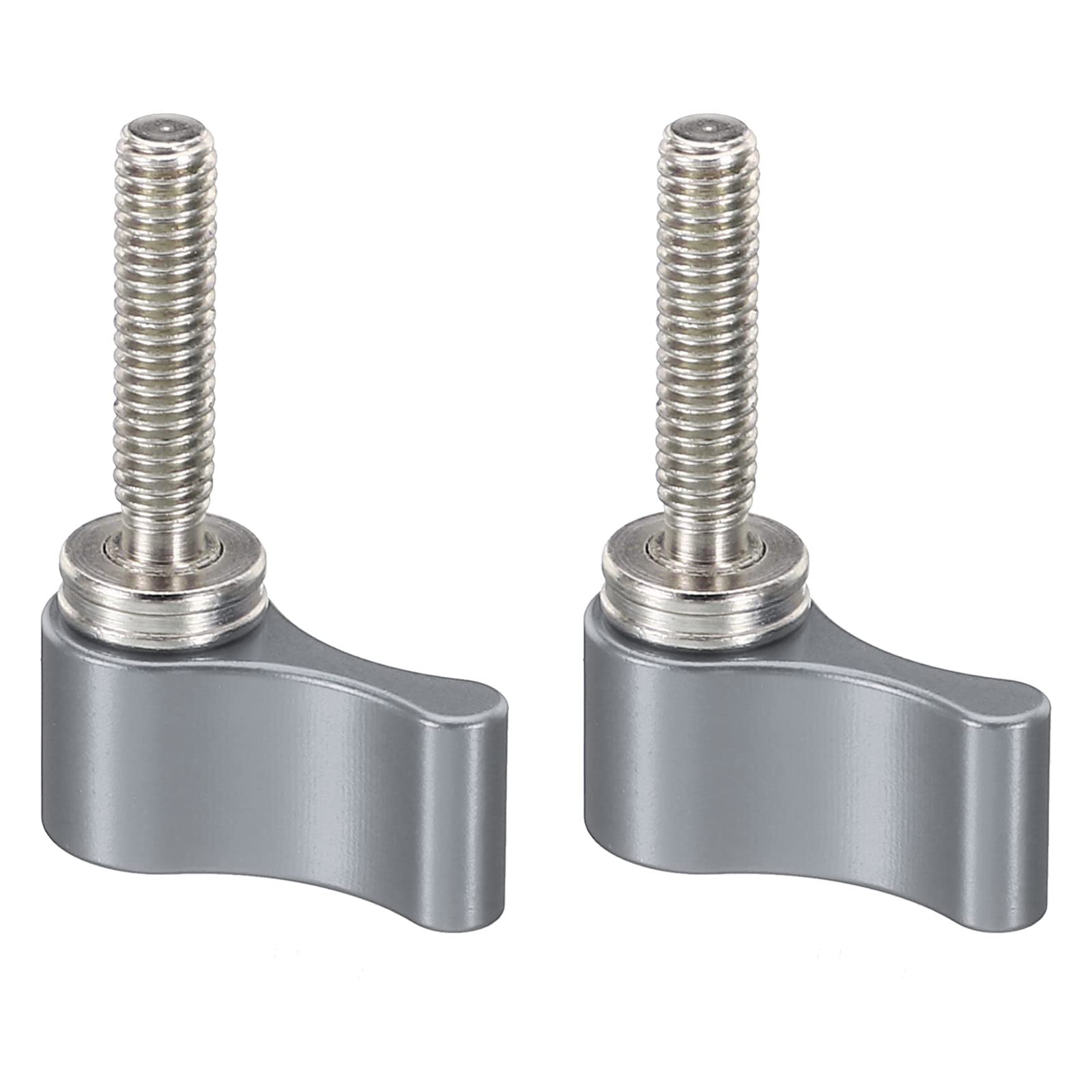 PATIKIL M4 17mm Male Threading Rotating Knob, 2 Pack Aluminum Alloy Adjustable Thumb Lever Screw with Single Wing for Camera Equipment, Grey