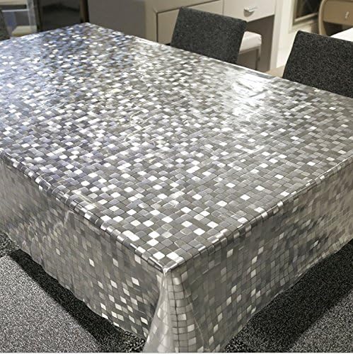 EffortLife Transparent Vinyl Square Oblong Table Cover Wipe Clear PVC Tablecloth Oil-proof/Waterproof Available In Various Sizes (54''x87''(137x220cm))
