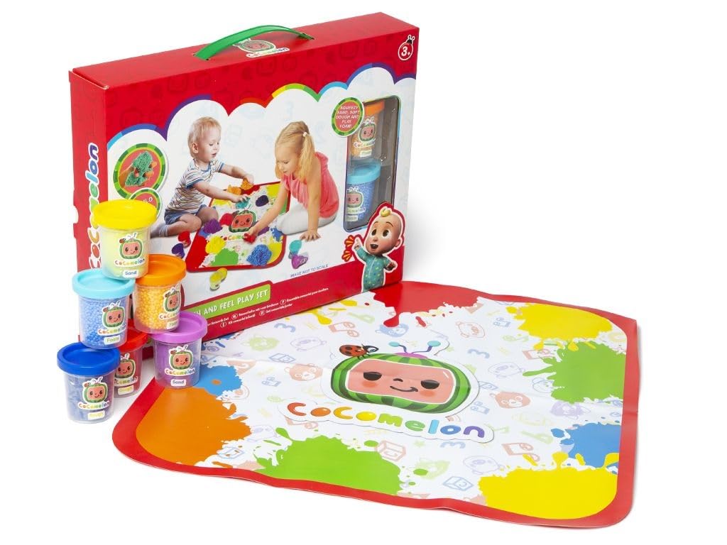 Toyland® Cocomelon Toddler Sensory Play Set - Play Mat, Squeezy Sand, Foam & Dough - Creative Toys