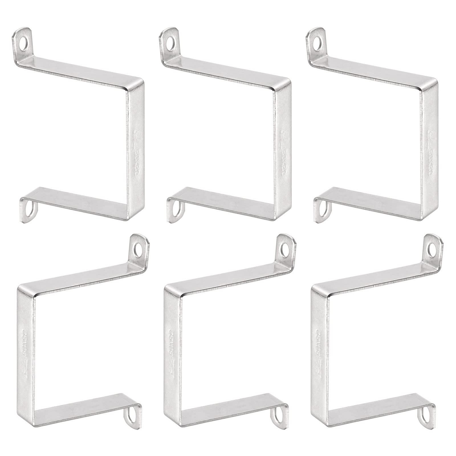 DTGN 78mmx82mm(InnerHxInnerW) U Shaped Strut Connector Bracket - 6Pack - Good for Home Pipe Fixing - 304 Stainless Steel Door Closed Bar Holder